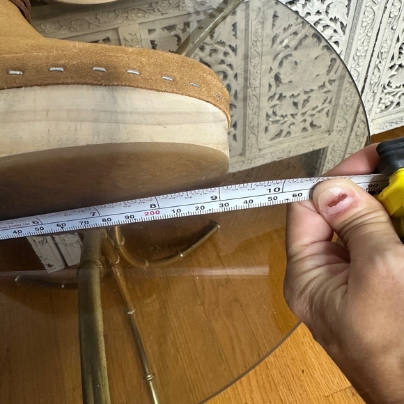 Free People Bungalow Tan Suede Leather Wooden Blog Boots Sz 8 - Picture 10 of 13